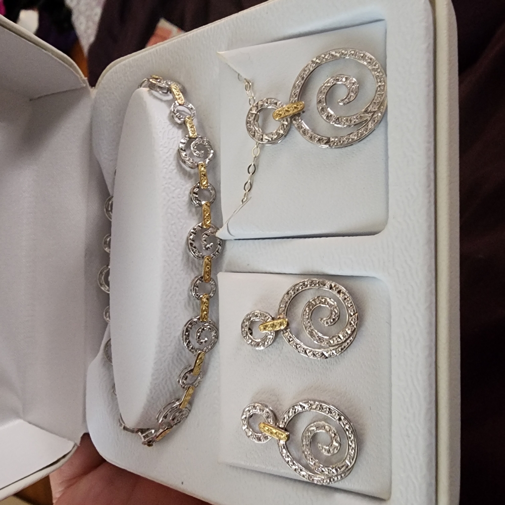 Set Is Sterling Silver And 10k Gold